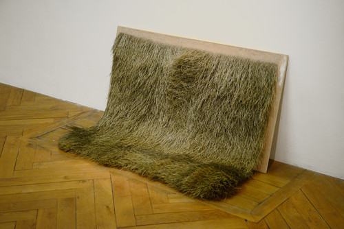 Feng Li, Sans titre, 2012-2013, aiguilles de pin, moustiquaire, dimensions variables - Agrandir l'image, .JPG 25Mo (fenêtre modale)