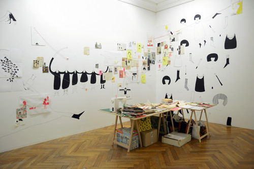 Charlotte Mas, L'Atelier, 2013, techniques mixtes, dimensions variables - Agrandir l'image, .JPG 14.5Mo (fenêtre modale)